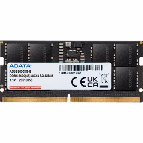 Módulo RAM Adata AD5S56008G-S para Computadora de escritorio, Placa Base - 8GB (1 x 8GB) - DDR5-5600/PC5-44800 DDR5 SDRAM - 5600MHz - CL46 - 1.10V - ECC