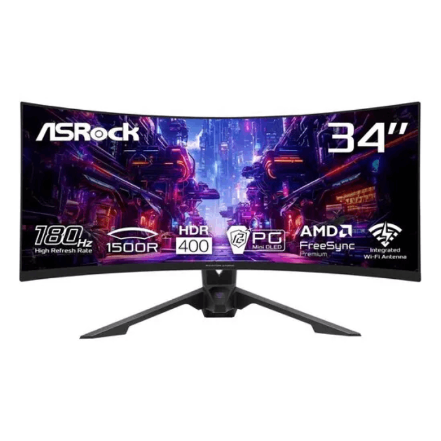 MONITOR PG34QRT3A 34 WQHD CURVED 180HZ + PAD MOUSE ASROCK