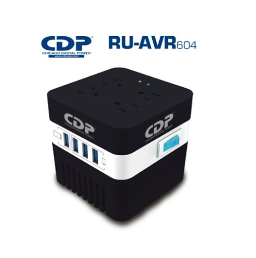 Estabilizador de Voltaje CDP RU-AVR604I – 600VA con 4 Tomas MEMA y 4 Puertos USB
