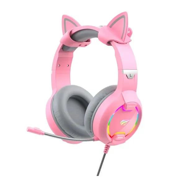 AUDIFONOS HAVIT - H2233D - GAMING ROSADO - OREJAS DE GATO - RGB - 3.5MM - PN INTERNAL H2233D