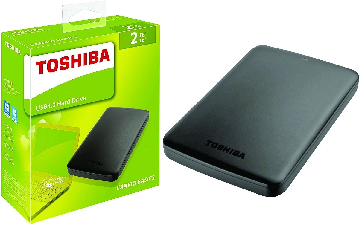 Disco duro externo Toshiba Canvio Basic, 2TB, USB 3.0, 2.5", Negro.